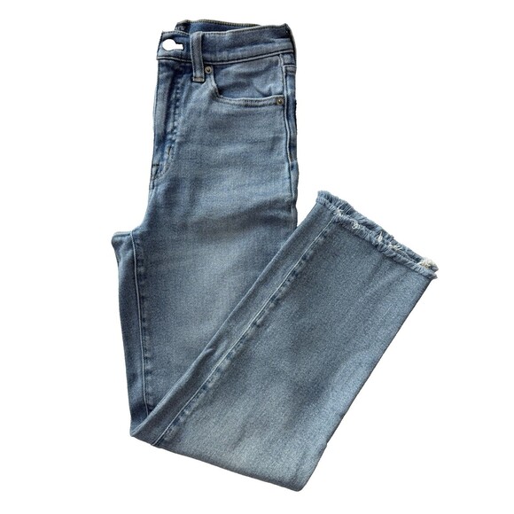 J Crew Stovepipe Jeans Womens 24 High Rise Straight Raw Hem Light Wash Stretch - Picture 3 of 8